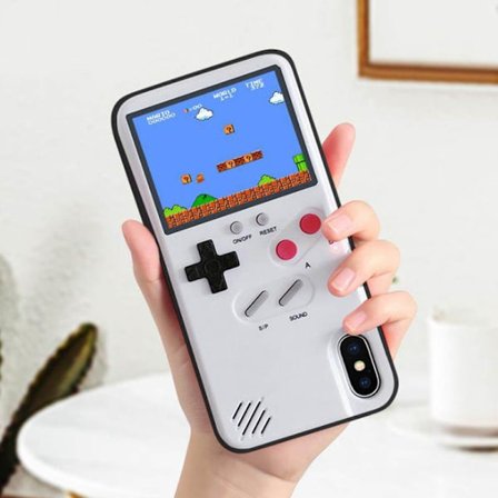 QU-Bärbart fickvideospelskonsolfodral kompatibelt med iPhone 11 12 Pro Max XR Xs Max fodral Coque