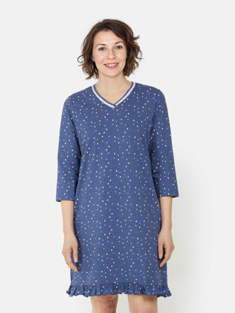 BRANDTEX - Natkjole - Blå - Prikket