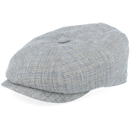 Lierys - Grå flatcap Keps - 8-panel Cap Hopsack Grey/Blue Flat Cap @ Hatstore