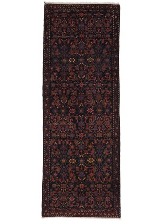 103X288 Tapis D'orient Hamadan De Couloir Noir (Laine, Perse)