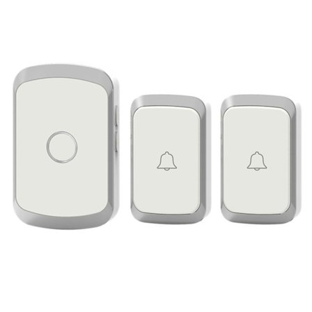 Sølv trådløs dørklokke DC batteridrevet vandtæt fjernbetjening 1 sender 2 modtager ringe trådløs klokke dørklokke