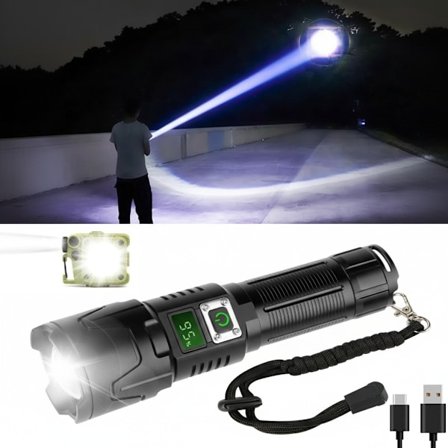 Super Bright LED Lommelygte sæt – 6000 Lumen, 50W, Genopladelig & Taktisk & COB camping halloween