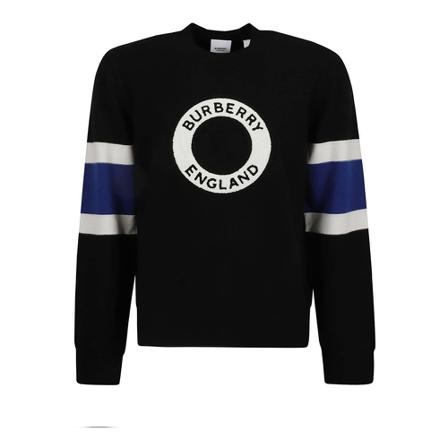 Burberry, Round-neck Knitwear Zwart, Heren, Maat:L