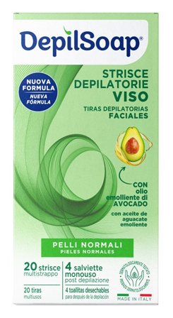 Depilsoap 20 Strisce Depilatorie Viso Pelli Normali