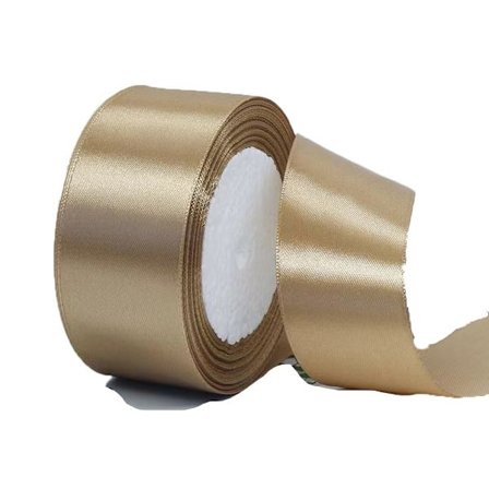 Champagneguldband 4 cm, 22 m band - Dekorativt band - Presentband - Bilband - Siden och band