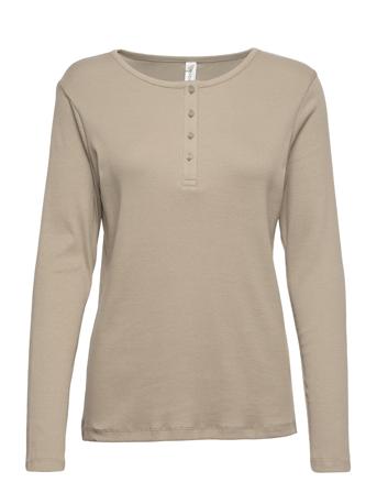 Top Ls Rib Langærmet T-shirt Khakigrønn Lindex