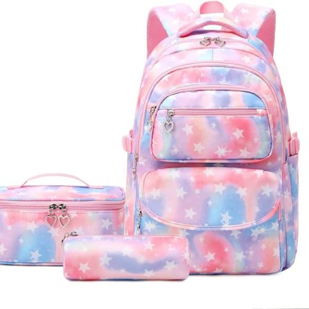 Skole rygsæk til piger, skole rygsæk sæt 3 dele, studerende skole taske