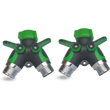 2-vejs Y-slangesplitter, haveslangekobling med komfortabelt gummibelagt greb DJD