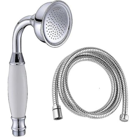 Klassisk hånddusj i messing i retrostil for bad og 1,5 m dusjslange Sølv