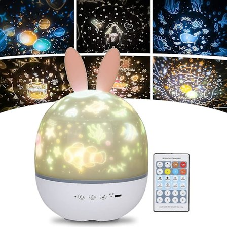 2022 New Night Light Children's Light Star Projector 360 Music Rotary Night Light + Timer + Remote Control + 6 Colors