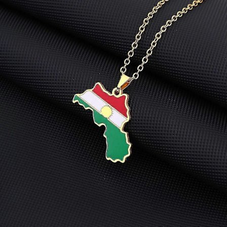 Kurdish Kort Kæde til Kvinder Mænd Kæder Guld Farve Kurdistan Flag Kort Vedhæng Halskæde Rustfrit Stål Smykker Gave Halsbånd
