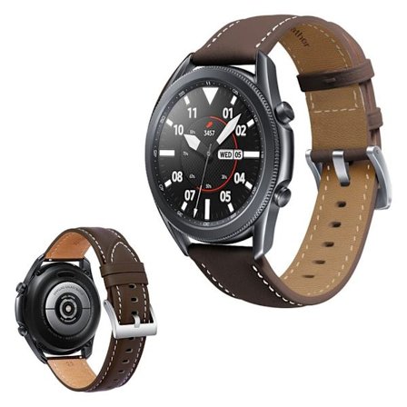 Samsung Galaxy Watch 3 (45mm) hieno tikkaus aidosta nahasta valmistettu ranneke - Kahvi