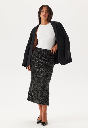 Pieces-Pcserena Sequin Hw Midi Skirt-M