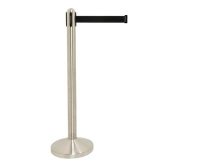 Securit Avspärrningsstolpe komplett borstad stål svart band - Lyreco - Kontorsmöbler och inredning - Barriärsystem - Skyltar och rep