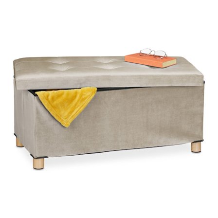 Bænk med fløjlsbetræk og træfødder