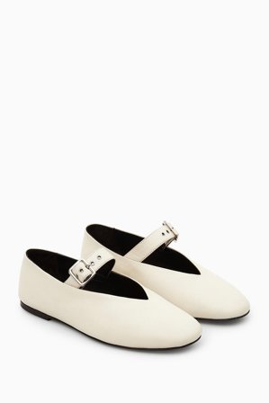 COS Women's Buckled Ballet Flats in White