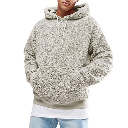 Fuzzy Hoodie Sweatshirt herr Mjuk fleecejacka
