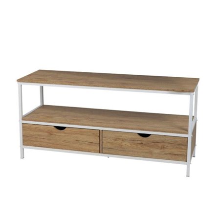 TV-möbel med 2 lådor 120x39x57 cm i trä och vit metall - TETRI