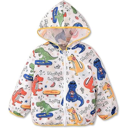 Lille drenge piger hætte lynlås windbreaker jakke vindtæt småbørn