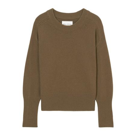 Marc O'Polo Cropped round neck knitted jumper Brun, Dame Striktrøjer