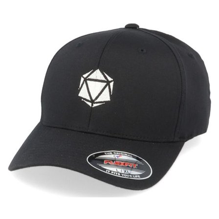 Gamerz - Svart flexfit Keps - White D20 Black Flexfit @ Hatstore