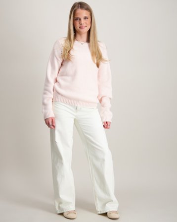 LMTD BENEDICTE LS SHORT BOATNECK KNIT Rosa Genser Jente - Kids Brand Store