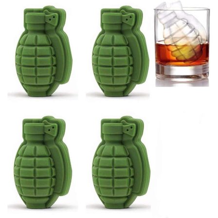 8,5x5cm 4 x Silikone Isterningbakker 3D Granat Form Isterningform Kageform Silikone Isforme til Whiskey Scotch Cocktails Kaffe Frugtjuice