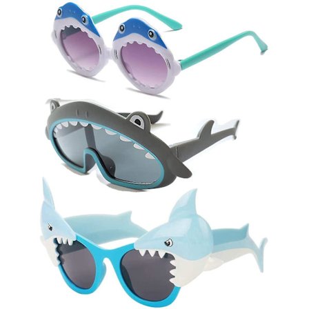 Haje Solbriller Øyeglass Nyhet Morsomme Kostyme Solbriller For Gutter Jenter Bursdag Fotorekvisitter Hav Ocean Tema Fest Dekorasjon Leke 3 Par