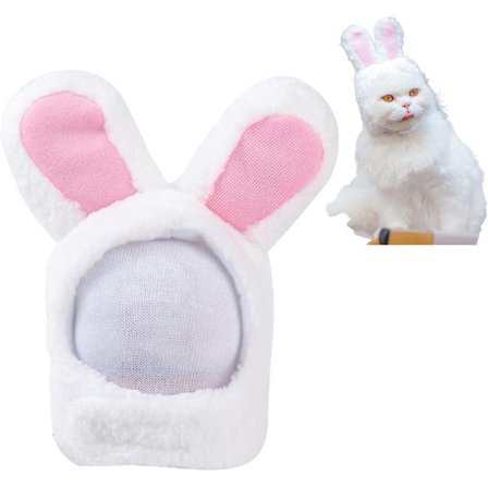 1 x Kattehatt, Kjæledyrhatt, Søt Kaninhatt for Hund og Katt (Hvit