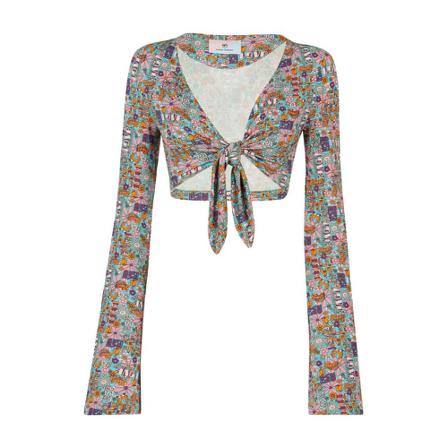 Chiara Ferragni Collection Flower Love Crop TOP Blå, Dame, Størrelse: XS