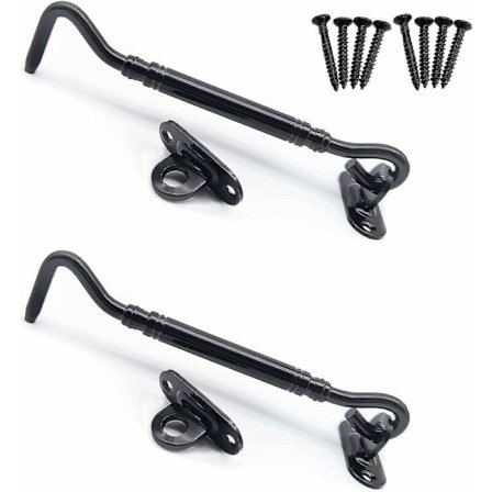 2 st Hyttkrok Fönsterhållare Dörrlås Hacke Rostfritt Stål Skjulhake för Skjul Dörr Garage Dörr Stuga Fönster 6/Svart