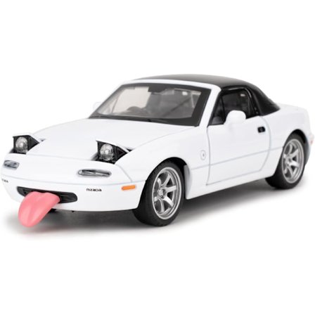 1/32 Mazda Miata MX-5 lekebil i metall, lekebil med tilbaketrekking, avtagbart tak, blinkende lys, lekebil med lyd og sterkt lys