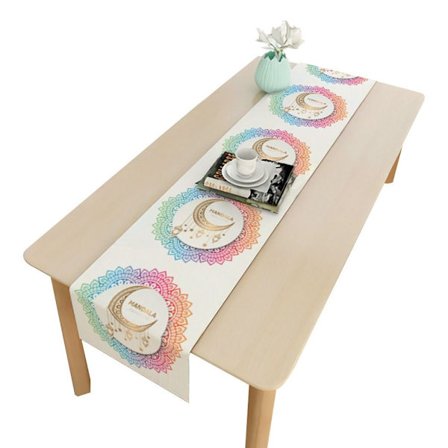 Mordely Eid Mubarak bordslöpare Ramadan dekoration bordsduk