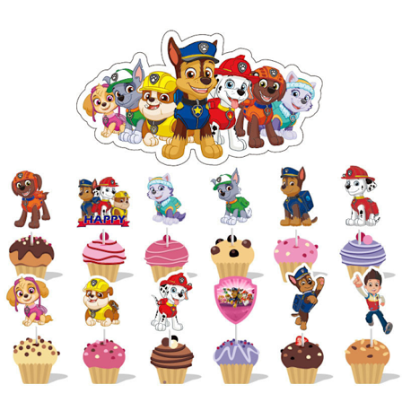 26 Paw Patrol Dekorationer, Kagepynt, Cupcakes