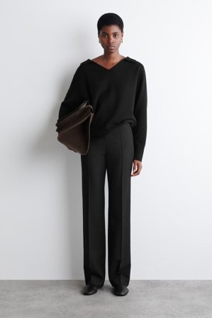 COS Women's Merino Wool Polo Jumper in Black