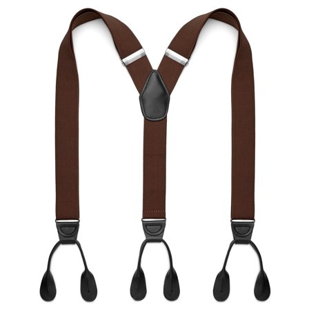 Szerokie ciemnobrązowe szelki na guziki dla mężczyzn - Szelki na guziki