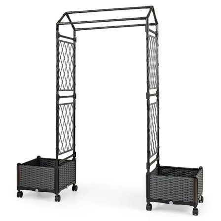 Hævet plantekasse med espalier og selvvandingssystem, grå