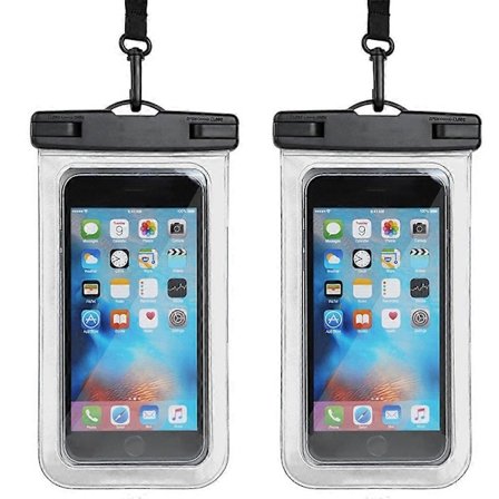 Vattentäta mobilfodral för undervattensbruk - 2-pack 7 tum DUBBELT FÖRSLUTNA Vattentäta mobilfodral Mobilväska för iPhone 13 Pro Max Mini 12 SE 1