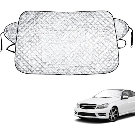 Extra Kraftig Vindruteskydd, Snö, Is, Frost, Sol, UV, Damm, Vattentätt Lämpligt för Alla Typer av Väder de Flesta Bilar (Silver)