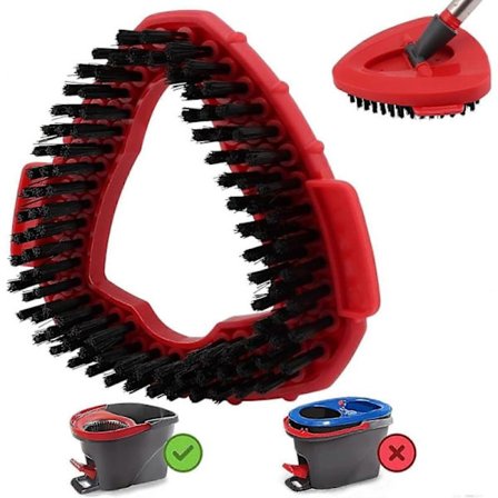 Mopphuvuden Ersättning Skrubbborste Mopphuvud för Vileda Turbo Spin Mopp, Hård Borst Matta Borste Rengöringsborste för Badrum Garage Kök Röd 1x Anv...