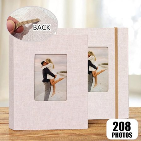 Polaroid-valokuva-albumi, mini-albumi taskukokoisena, tilaa 104 taskua, tilaa 208 valokuvaa, Polaroid-valokuva-albumi pellavakannella, valokuville, 