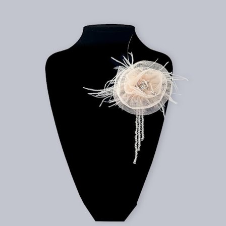 Camellia Dekorasjon Blomst Stoff Klistremerke APRICOT