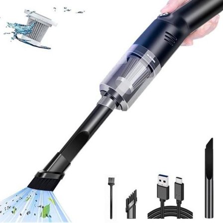 Håndholdt støvsuger, batteridrevet håndholdt støvsuger til bil, USB-genopladelig, bærbar