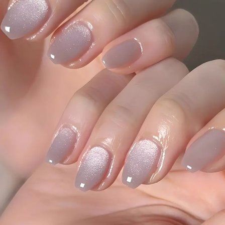 Korta rosa kattögon flash press-on naglar