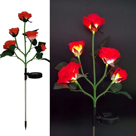 Rose Solar Lights Flower LED-lamppu PUNAINEN