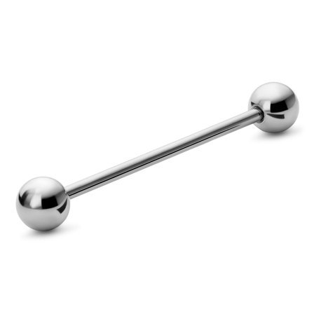 Barbell industrial dritto da 38 mm con punte a sfera in acciaio chirurgico color argento per uomini - Gioielli per piercing all'orecchio
