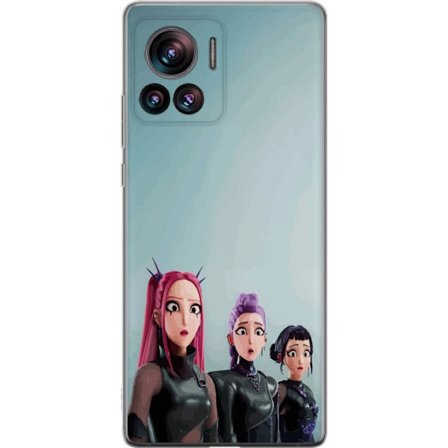 Yhteensopiva Puhelinkuori Motorola Motorola Edge 30 Ultra Kolme animoitua naista, joilla on värikäs tukka futuristisessa tyylissä ja yllättyneet i