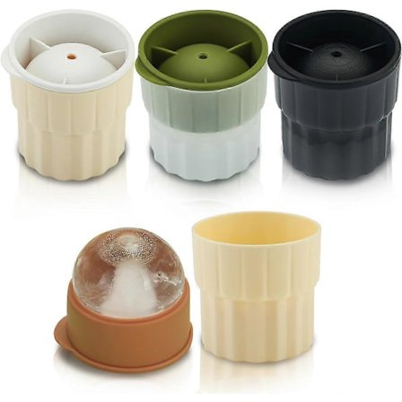 Isboldemager, pakke med 4, isterningbakke til at lave store isbolde, let at fylde med vand, mælk, frugt, chokolade, let at frigøre