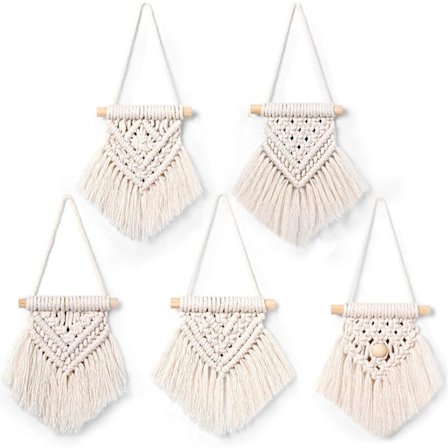 Mini väggbonad med fransar 5 delar söt boho biltillbehör prydnad