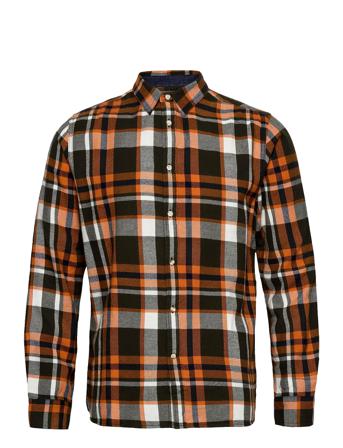Larch Casual Fit Checked Flannel Sh Skjorte Casual Multi/mønstret Knowledge Cotton Apparel